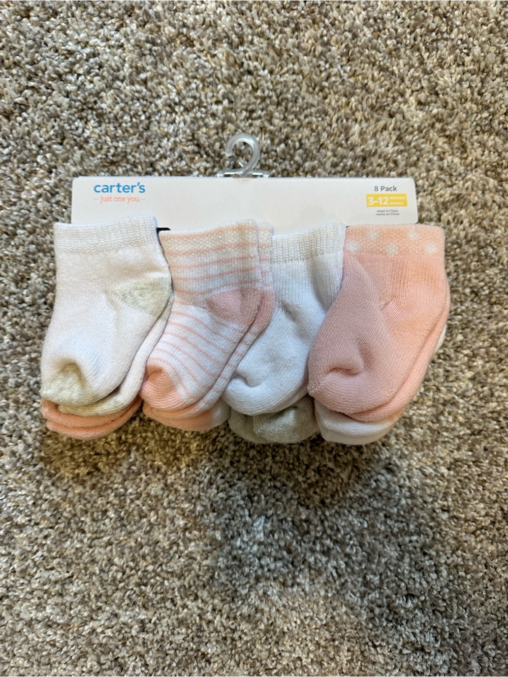 Carter's Pink & White Baby Sock 8-Pack - Assorted Patterns